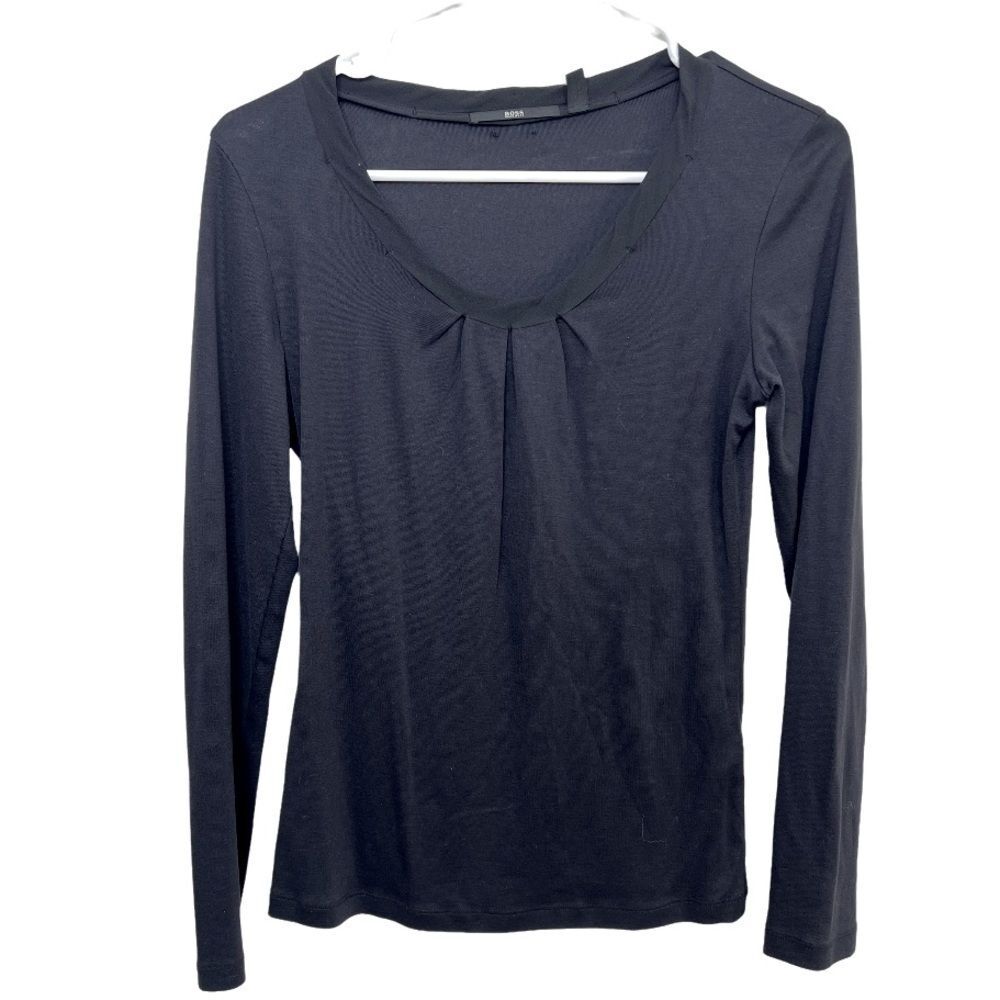Hugo Boss silk cotton pleated long sleeve shirt